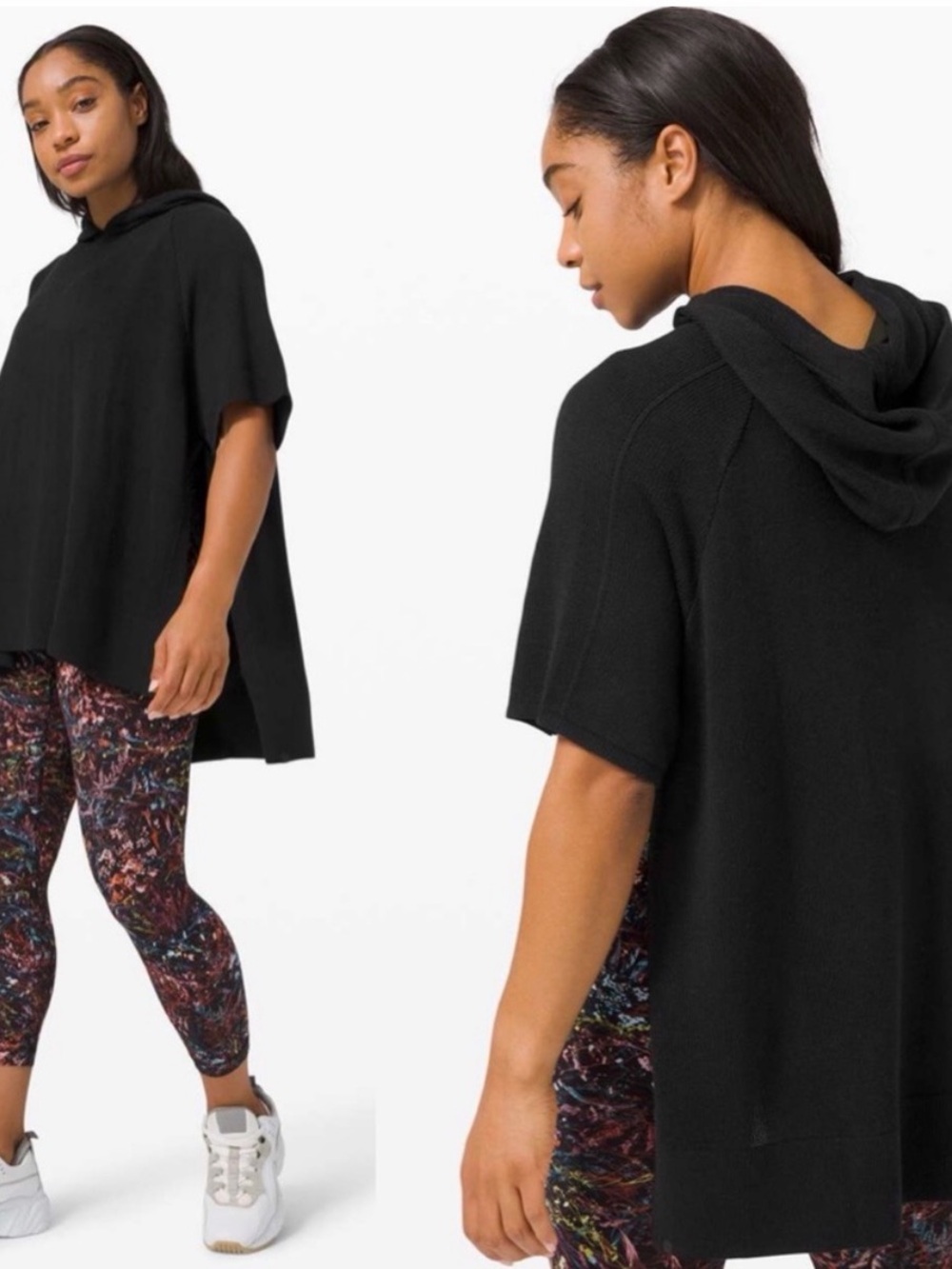 Lululemon Opened Up Poncho M/L Cashlu Knit Hoodie Sweater Fall Cozy Layering